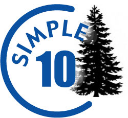 Simple Tens logo with a pine tree
