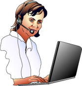 Working online with headset and laptop.