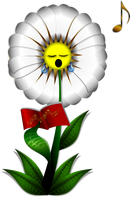 Image of a daisy singing music.