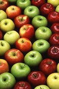 Red, yellow, green apples for health.