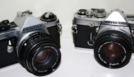Two SLR cameras.