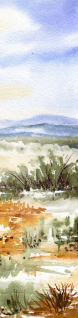 watercolor painting of desert plants